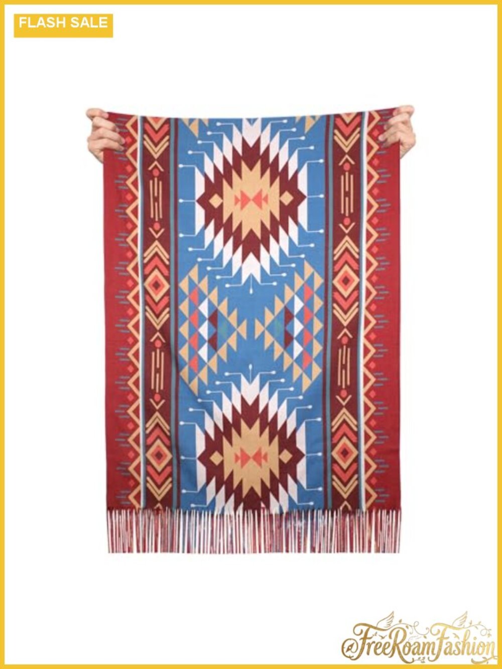 Womens Aztec Western Tassel Shawl Wrap Lightweight Winter Scarf